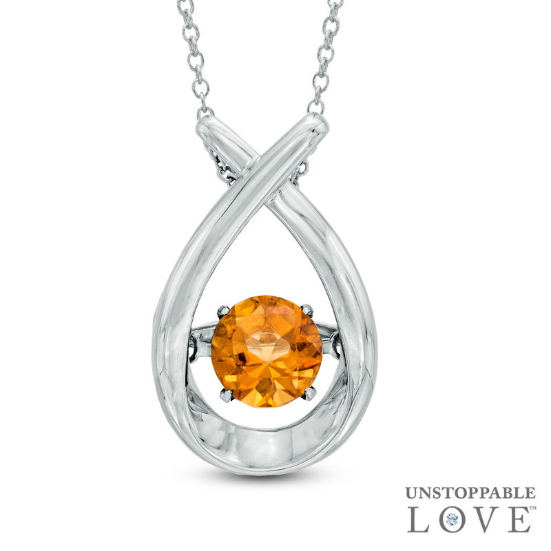 Main Image 1 of 6.0mm Citrine Pendant in Sterling Silver