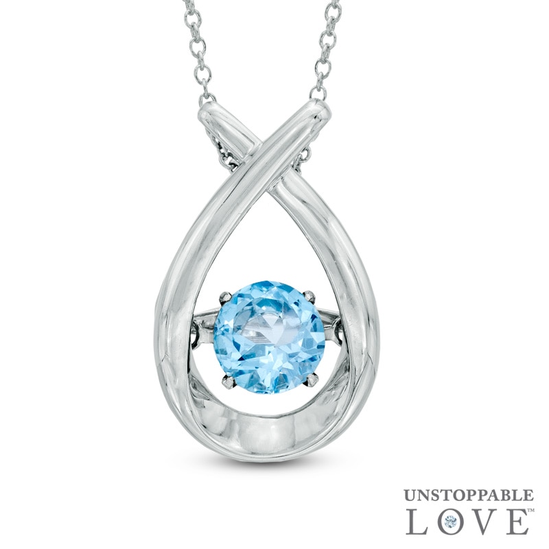 Main Image 1 of 6.0mm Swiss Blue Topaz Pendant in Sterling Silver