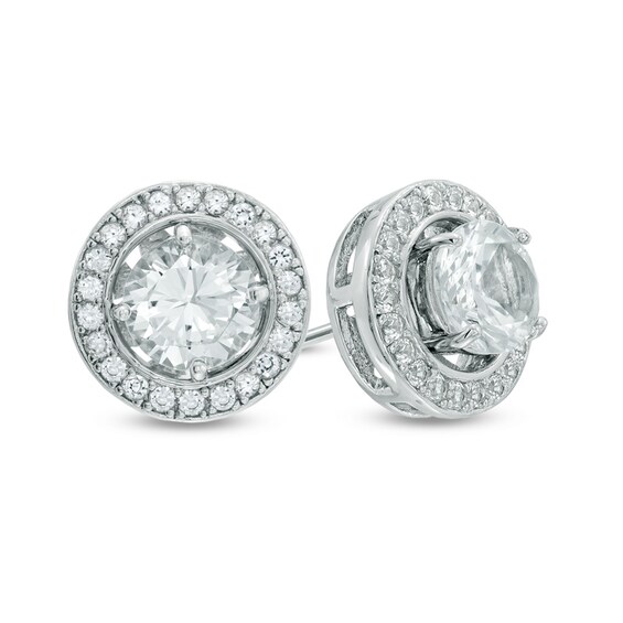 Multi-Gemstone and Lab-Created White Sapphire Frame Earrings Set in Sterling Silver