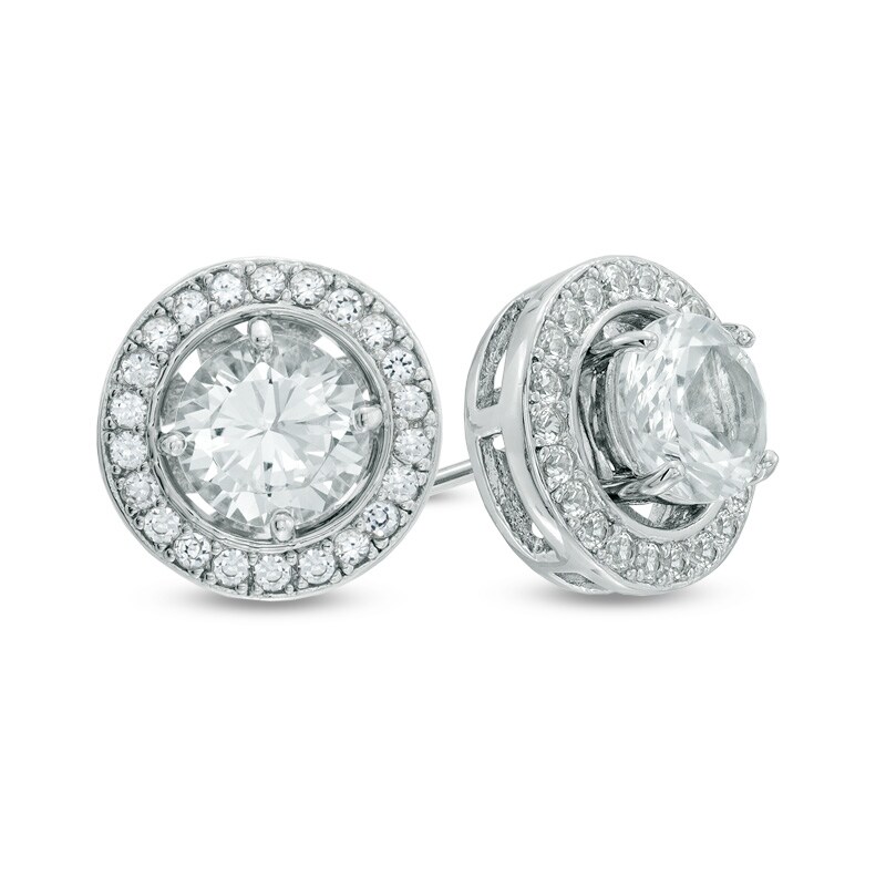 Main Image 2 of Multi-Gemstone and Lab-Created White Sapphire Frame Earrings Set in Sterling Silver