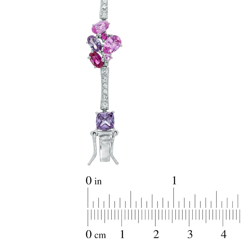 Main Image 2 of Lab-Created Ruby and Multi-Color Sapphire Bracelet in Sterling Silver - 7.25"