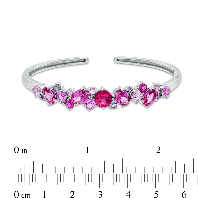 Main Image 2 of Lab-Created Ruby and Multi-Color Sapphire Cuff Bracelet in Sterling Silver