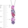 Thumbnail Image 2 of Lab-Created Ruby and Multi-Color Sapphire Linear Pendant in Sterling Silver