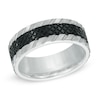Thumbnail Image 1 of Triton 8.0mm Comfort Fit Textured Two-Tone Tungsten Wedding Band - Size 10