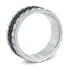Thumbnail Image 2 of Triton 8.0mm Comfort Fit Textured Two-Tone Tungsten Wedding Band - Size 10