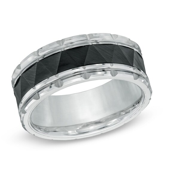 Men's Triton 9.0mm Comfort Fit Two-Tone Tungsten Wedding Band - Size 10