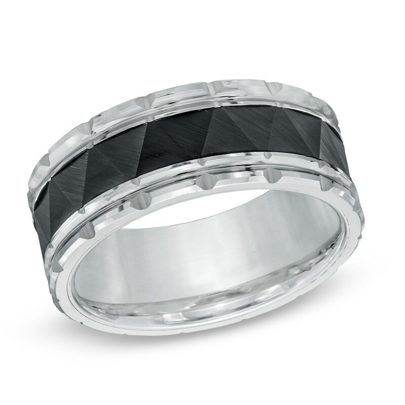 Main Image 1 of Men's Triton 9.0mm Comfort Fit Two-Tone Tungsten Wedding Band - Size 10