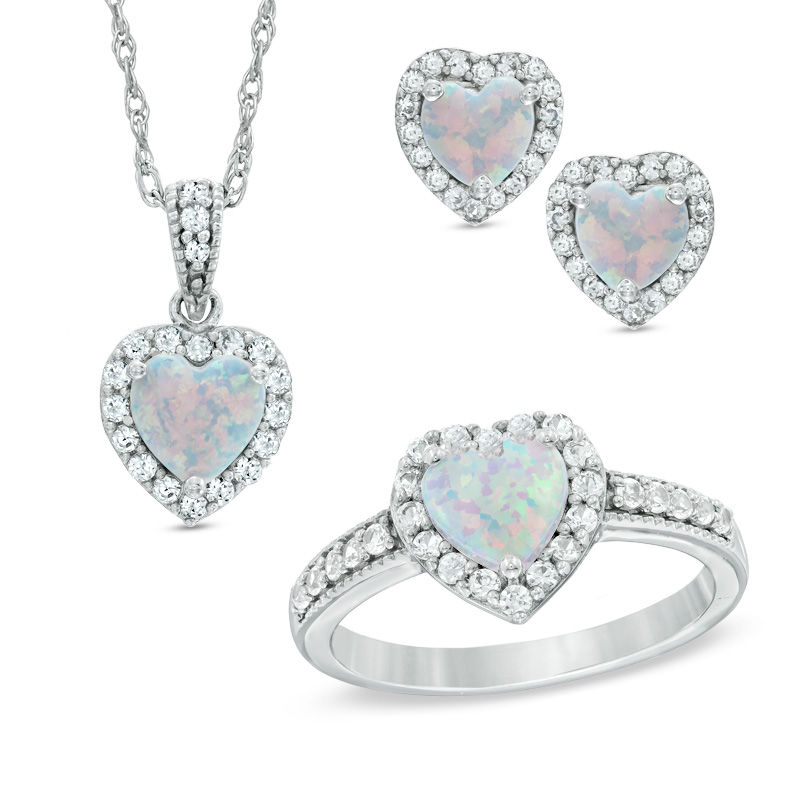 Zales 10k Yellow White Gold diamond cut heart pendant Necklace Earrings Set  | eBay