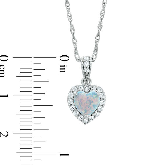 7.0mm Heart-Shaped Lab-Created Opal and White Sapphire Pendant, Ring and Stud Earrings Set in Sterling Silver - Size 7