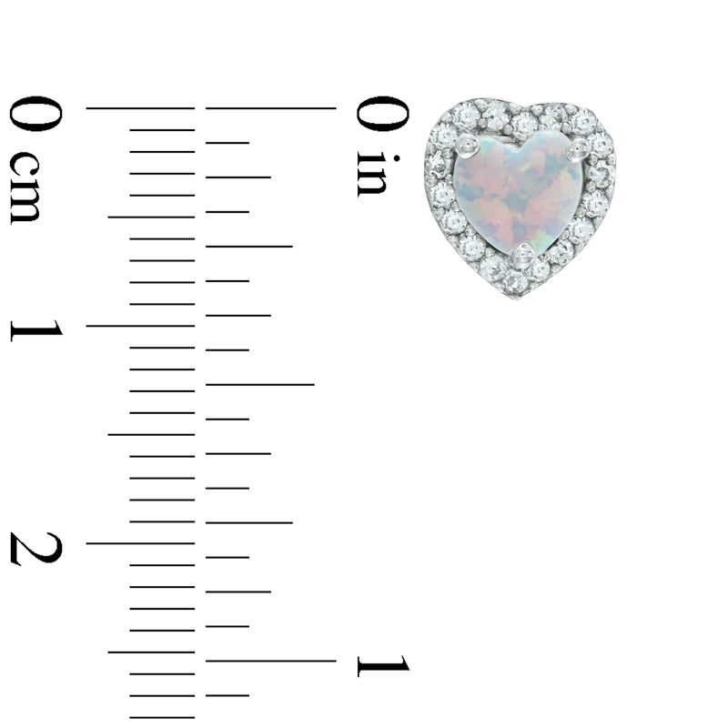 7.0mm Heart-Shaped Lab-Created Opal and White Sapphire