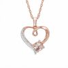 Thumbnail Image 0 of 6.0mm Morganite and Diamond Accent Heart Pendant in Sterling Silver with 14K Rose Gold Plate