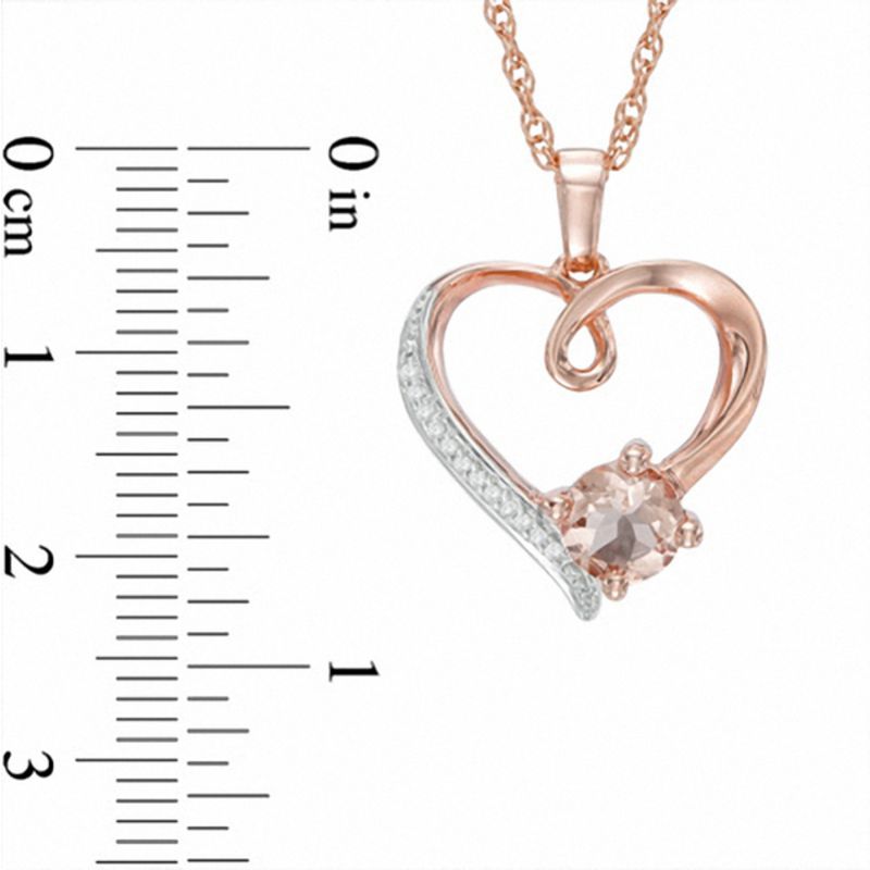 6.0mm Morganite and Diamond Accent Heart Pendant in Sterling Silver with 14K Rose Gold Plate