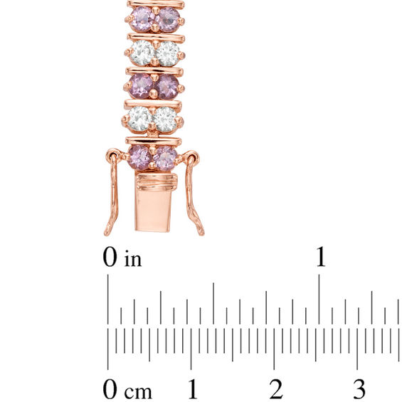 Rose de France Amethyst and Lab-Created White Sapphire Bracelet in Sterling Silver with 18K Rose Gold Plate - 7.5"