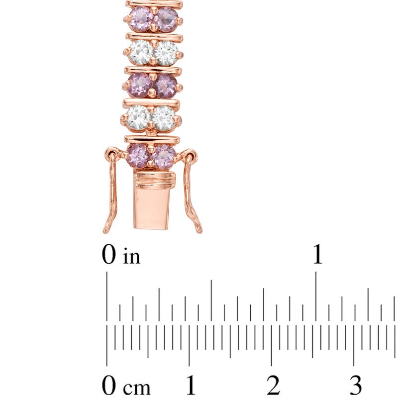 Main Image 2 of Rose de France Amethyst and Lab-Created White Sapphire Bracelet in Sterling Silver with 18K Rose Gold Plate - 7.5"