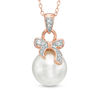 Thumbnail Image 1 of 9.5mm Freshwater Cultured Pearl and Lab-Created White Sapphire Pendant in Sterling Silver with 18K Rose Gold Plate