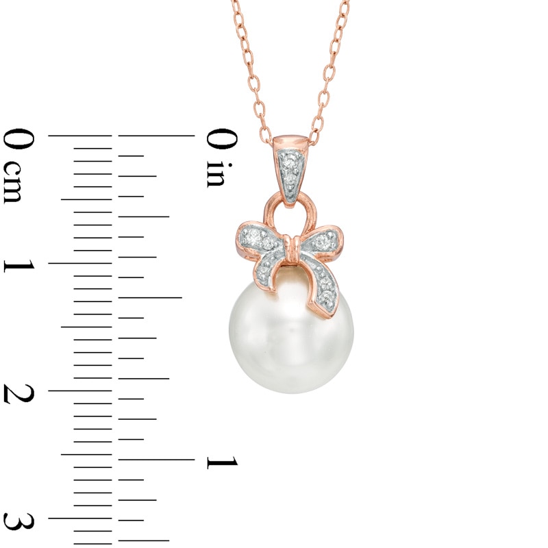 Main Image 2 of 9.5mm Freshwater Cultured Pearl and Lab-Created White Sapphire Pendant in Sterling Silver with 18K Rose Gold Plate