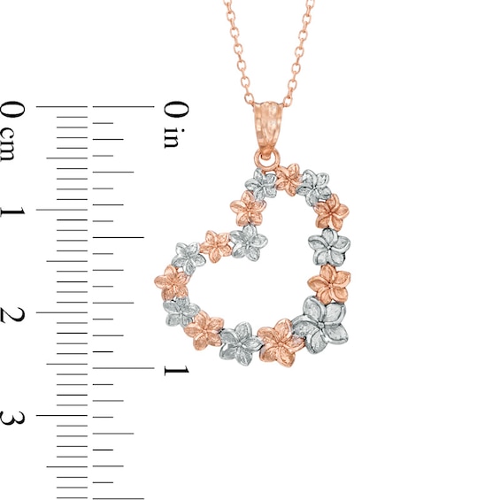 Floral Heart Pendant in 14K Two-Tone Gold