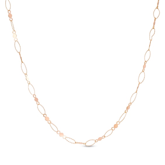 Oval Textured Link Necklace in 14K Rose Gold