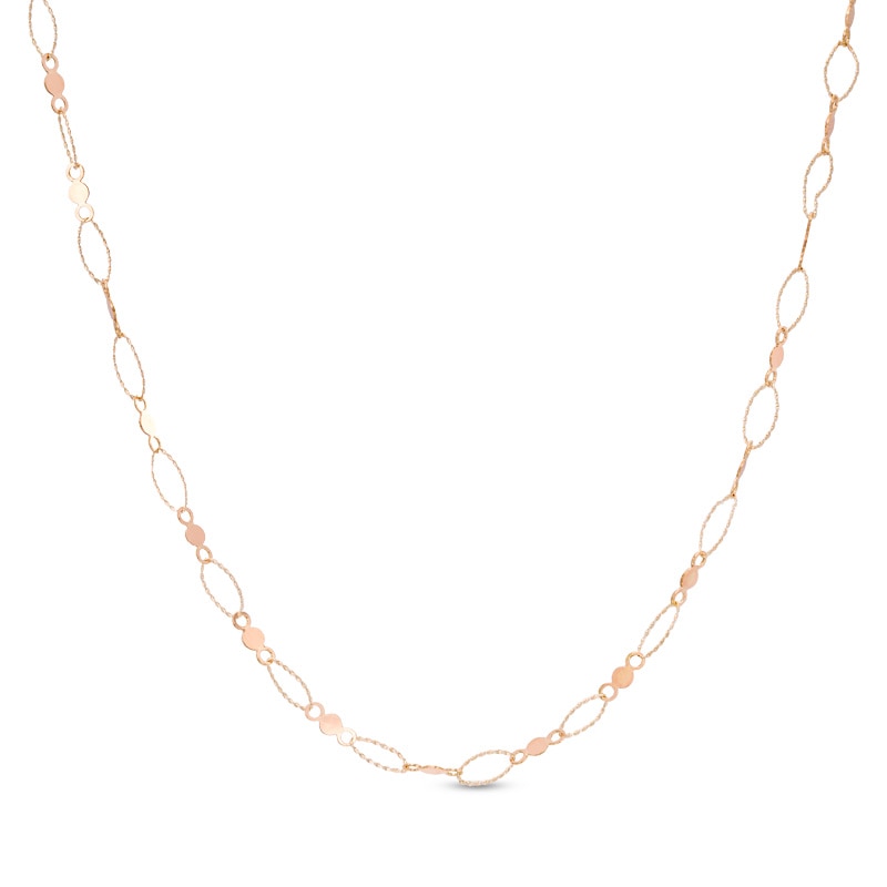 Main Image 1 of Oval Textured Link Necklace in 14K Rose Gold