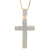 Thumbnail Image 0 of Men's 1/4 CT. T.W. Diamond Cross Pendant in Sterling Silver with 14K Gold Plate - 22"