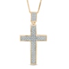 Thumbnail Image 1 of Men's 1/4 CT. T.W. Diamond Cross Pendant in Sterling Silver with 14K Gold Plate - 22"