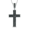 Thumbnail Image 0 of Men's 1/4 CT. T.W. Black Diamond Cross Pendant in Sterling Silver - 22"