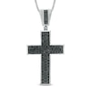 Thumbnail Image 1 of Men's 1/4 CT. T.W. Black Diamond Cross Pendant in Sterling Silver - 22"