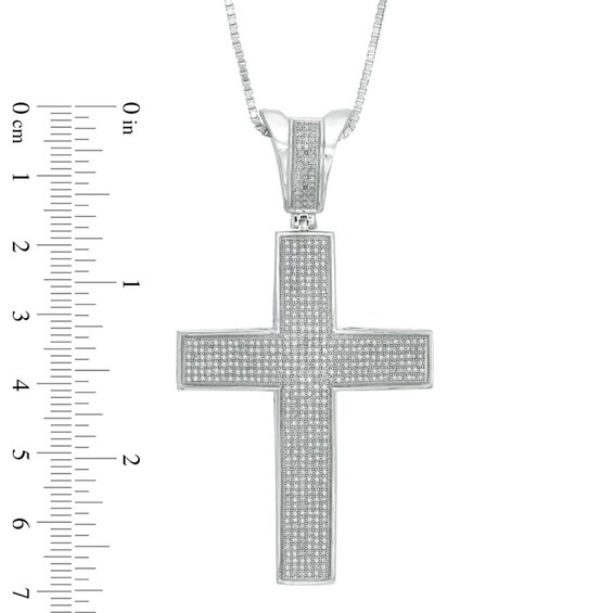 Men's 1-1/2 CT. T.w. Diamond Raised Cross Pendant in Sterling Silver - 22"