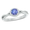 Thumbnail Image 0 of 5.0mm Tanzanite and 1/5 CT. T.W. Diamond Frame Ring in 10K White Gold