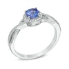 Thumbnail Image 1 of 5.0mm Tanzanite and 1/5 CT. T.W. Diamond Frame Ring in 10K White Gold