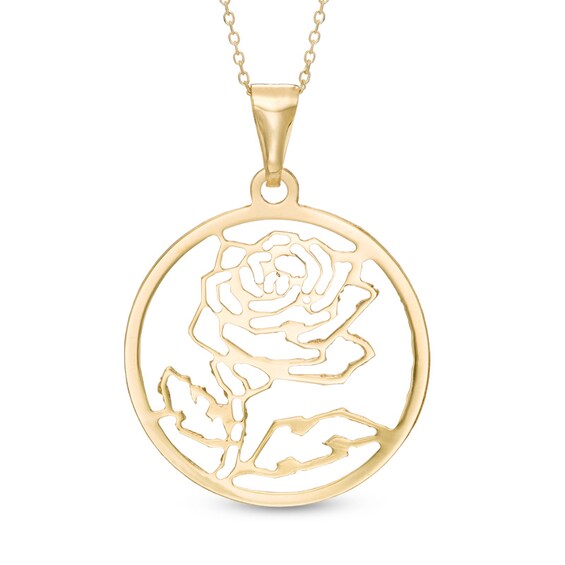 Rose Circle Pendant in 14K Gold