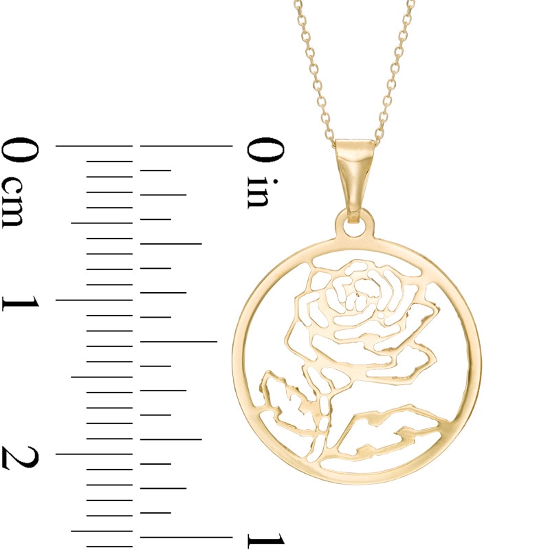 Main Image 2 of Rose Circle Pendant in 14K Gold