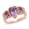 Thumbnail Image 1 of Rose de France Amethyst and Lab-Created White Sapphire Ring in Sterling Silver with 14K Rose Gold Plate