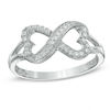 Thumbnail Image 1 of 1/6 CT. T.W. Diamond Sideways Heart Infinity Ring in Sterling Silver