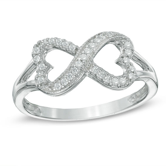 1/6 CT. T.w. Diamond Sideways Heart Infinity Ring in Sterling Silver