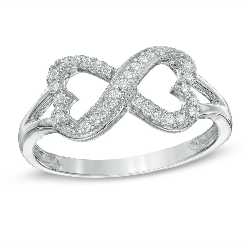 1/6 CT. T.W. Diamond Sideways Heart Infinity Ring in Sterling Silver