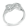 Thumbnail Image 1 of 1/6 CT. T.W. Diamond Sideways Heart Infinity Ring in Sterling Silver