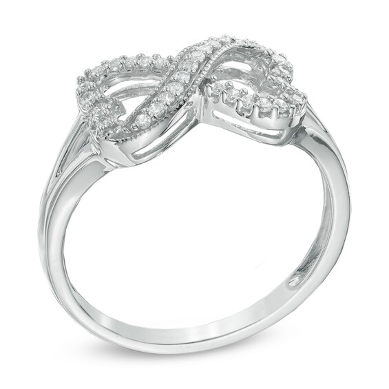 1/6 CT. T.w. Diamond Sideways Heart Infinity Ring in Sterling Silver