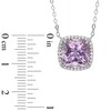 Thumbnail Image 2 of 10.0mm Cushion-Cut Amethyst and White Topaz Frame Pendant in Sterling Silver
