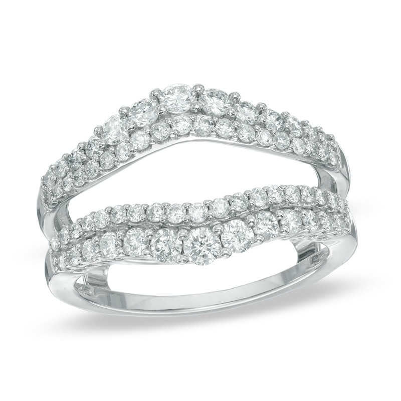 Main Image 1 of 1 CT. T.W. Diamond Double Row Chevron Solitaire Enhancer in 14K White Gold