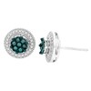 Thumbnail Image 1 of 1/4 CT. T.W. Enhanced Blue and White Diamond Cluster Stud Earrings in Sterling Silver
