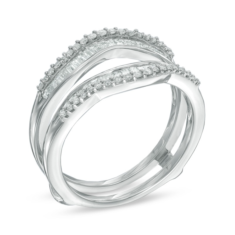 Main Image 2 of 1/2 CT. T.W. Baguette and Round Diamond Solitaire Enhancer Solitaire Enhancer in 14K White Gold