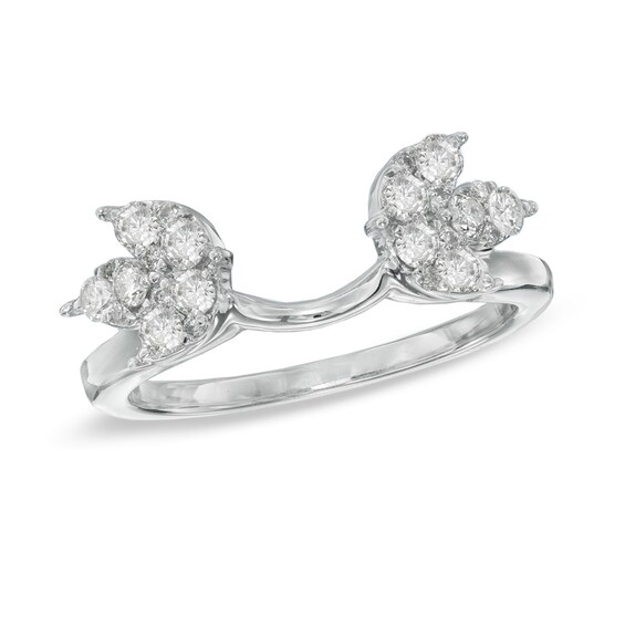 1/2 CT. T.w. Diamond Leaf Solitaire Enhancer in 14K White Gold