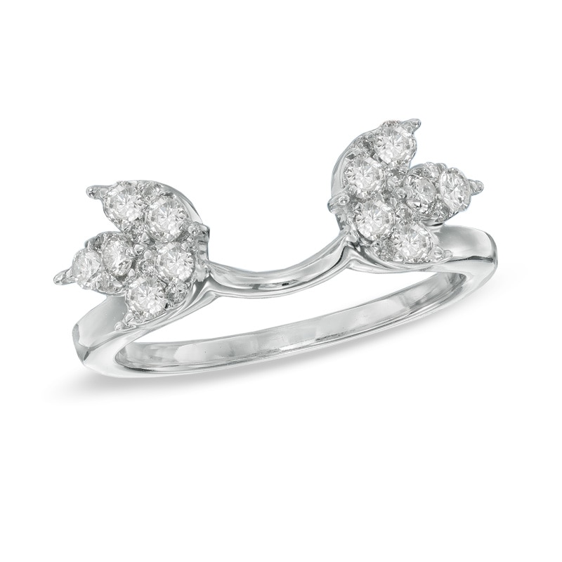 Main Image 1 of 1/2 CT. T.W. Diamond Leaf Solitaire Enhancer in 14K White Gold