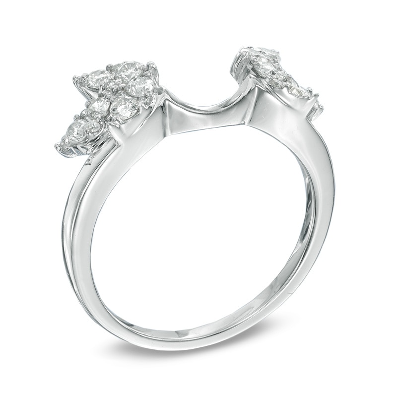 Main Image 2 of 1/2 CT. T.W. Diamond Leaf Solitaire Enhancer in 14K White Gold