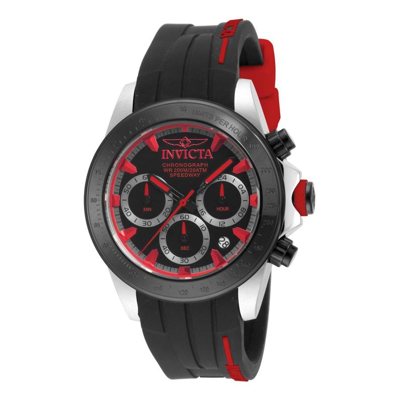 Men's Invicta Speedway Chronograph Strap Watch with Black Dial (Model: 17190)