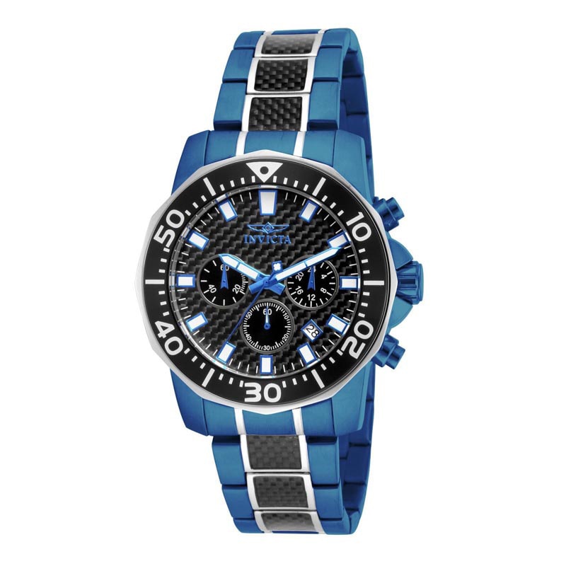 Main Image 1 of Men's Invicta Pro Diver Chronograph Two-Tone Watch with Black Carbon fiber Dial (Model: 17256)