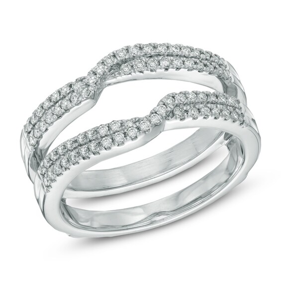 3/8 CT. T.w. Diamond Double Row Solitaire Enhancer in 14K White Gold