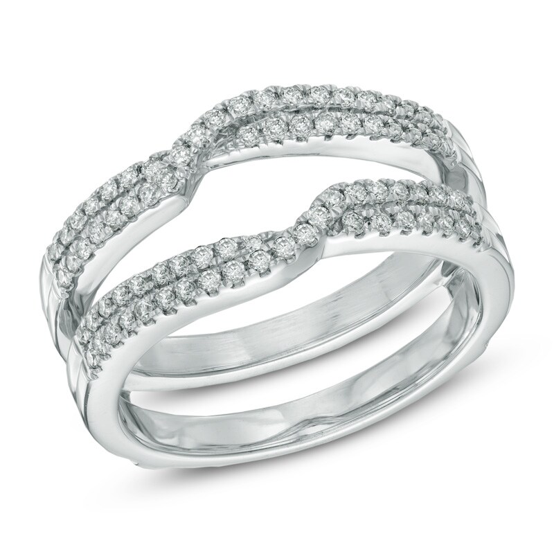 Main Image 1 of 3/8 CT. T.W. Diamond Double Row Solitaire Enhancer in 14K White Gold
