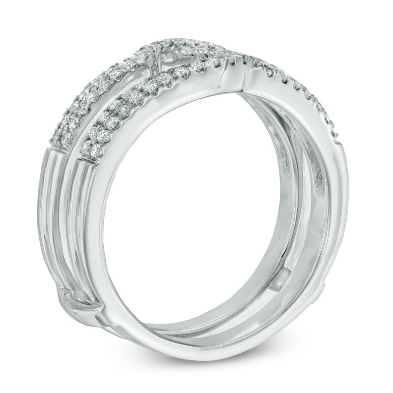Main Image 2 of 3/8 CT. T.W. Diamond Double Row Solitaire Enhancer in 14K White Gold